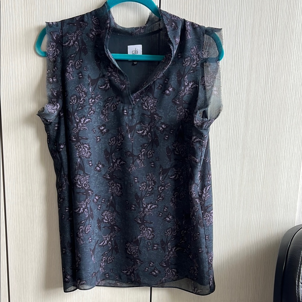 CAbi blue/green with purple Collar Blouse